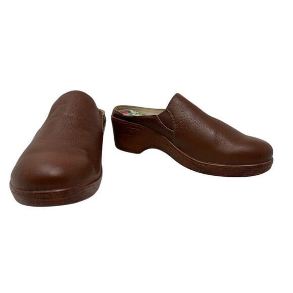 Alegria Sereniti Clog Shoes Wedge Leather Cognac Tan Brown Size 38 US 8 8.5 - Picture 4 of 15